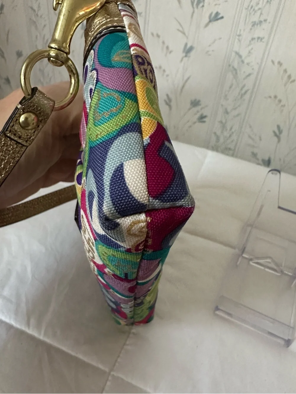 Coach Poppy Pop Art Wristlet with Gold Trim